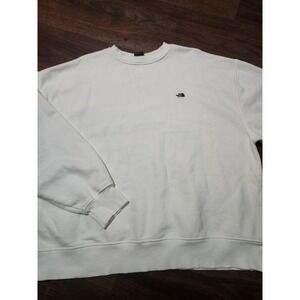 The North Face Sweatshirt Womens Large White Crew Neck Logo Fleece Pullover